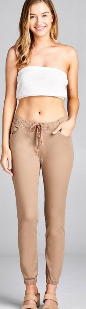 LAST 1! Khaki Drawstring Pants - Picture 2 of 5